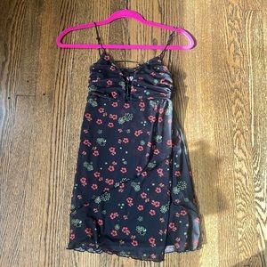 NWT Urban Outfitters Black Mesh Floral Mini Dress